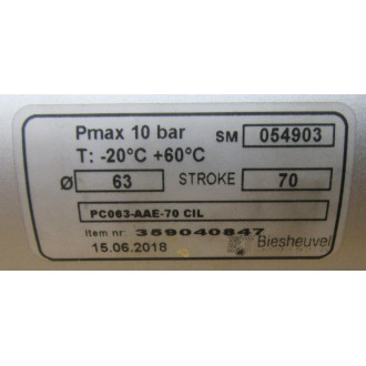 Biesheuvel PC063-AAE-70 CIL Cylinder PC063AAE70CIL - New No Box