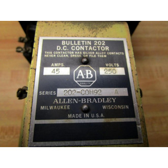 Allen Bradley 202-COH92 Contactor 202COH92 - Used