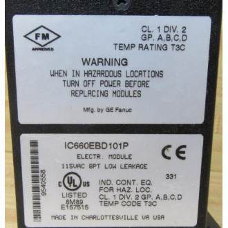 GE Fanuc IC660BBD101 IO Module IC660EBD101P - Used