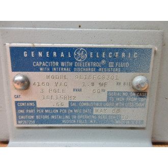 General Electric 9L18FCG301 GE Dielektrol Capacitor 18L0015WH - Used