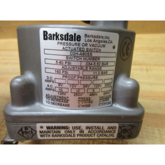 Barksdale D2H-A80SS Pressure Or Vacuum Switch - New No Box