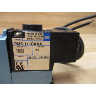 Mac Valves 821C-PM-111CA-152 821CPM111CA152 Solenoid Valve W Coil PME-111CAAA - New No Box