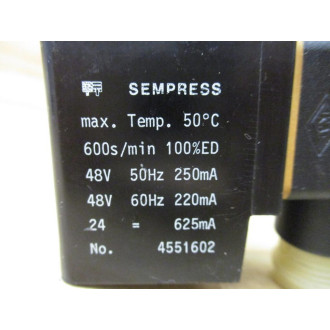 Sempress 4551602 Valve Coil - New No Box