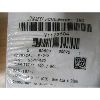 Brady XPS-187-1 Permasleeve Wire Marker 60070 (Pack of 100)