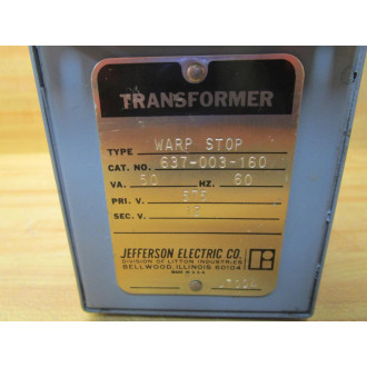 Jefferson Electric 637-003-160 Transformer 637003160 - Used