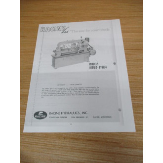 Racine 816W2 Hydraulic Metal Cutting Saw - Used
