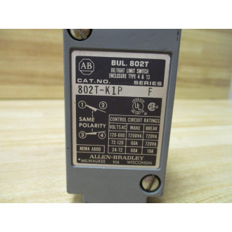 Allen Bradley 802T-K1P Limit Switch 802TK1P WO Roller, Ser. F - New No Box