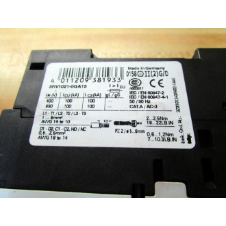 Siemens 3RV1021-0GA15 Circuit Breaker 3RV10210GA15 W 3RV1901-1E - New No Box