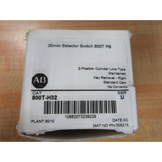 Allen Bradley 800T-H32 Keyed Selector Switch Ser U, WO Key