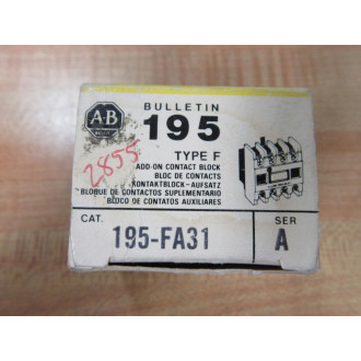 Allen Bradley 195-FA31 Auxiliary Contact 195FA31