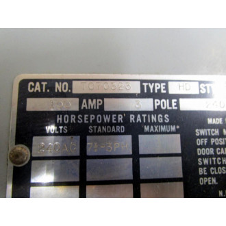 General Electric TC70323 Manual Transfer Switch - Used