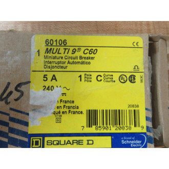 Square D 60106 Merlin Gerin 5A Breaker Schneider MG60106