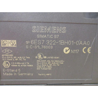 Siemens 6ES7322-1BH01-0AA0 Module 6ES73221BH010AA0 E Stand 5, WO Terminal Cover Plate - Used