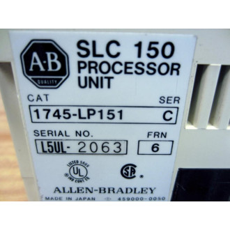 Allen Bradley 1745-LP151 Processor 1745LP151 Ser.C Frn.6 wo 1 Terminal Cover - Used