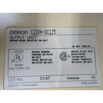 Omron C200H-0C225 Output Module C200H0C225 WO Cover - Used