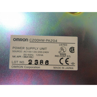 Omron C200HW-PA204 Power Supply Unit C200HWPA204 WCover - Used