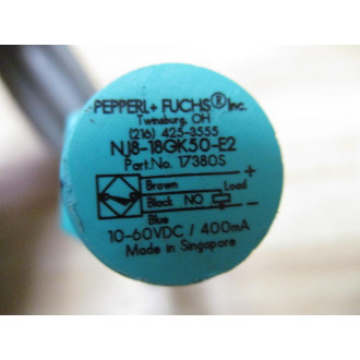 Pepperl + Fuchs NJ8-GK50-E2 Inductive Proximity Sensor 17380S - Used