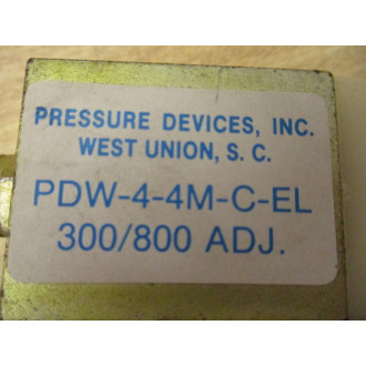 Pressure Devices PDW-4-4M-C-EL Pressure Switch PDW44MCEL - New No Box