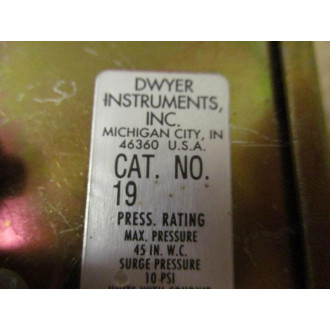 Dwyer 19 Pressure Switch - New No Box