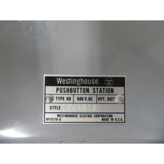 Westinghouse 1764816 Pushbutton Station - Used