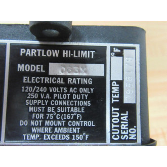 Partlow 063X Hi-Limit Switch - New No Box