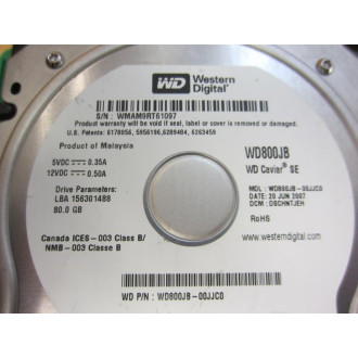 Western Digital WD800JB 3.5" Hard Drive WD800JB-00JJC0 WCaddy - Used