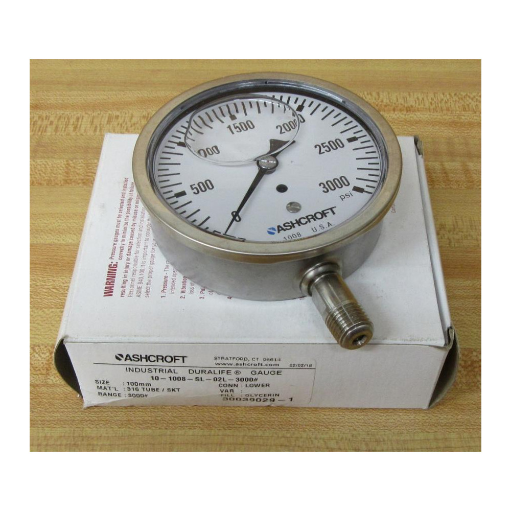 Ashcroft 10-1008-SL-02L-3000 Gauge 101008SL02L3000 Ashcroft 10-1008-SL-02L-3000 Gauge 101008SL02L3000