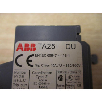 ABB TA25-DU Overload Relay TA25DU 4.5 - 8.5 A - New No Box