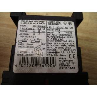 Siemens 3RT1017-1AK61 Sirius 3R Power Contactor 3RT10171AK61 - New No Box