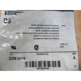 Sprecher+Schuh D5M-SR29 Selector Switch D5MSR29