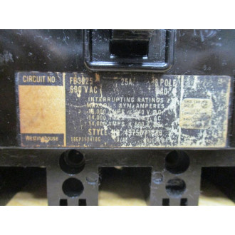 Westinghouse FB3025 Circuit Breaker 25 AMP - Used