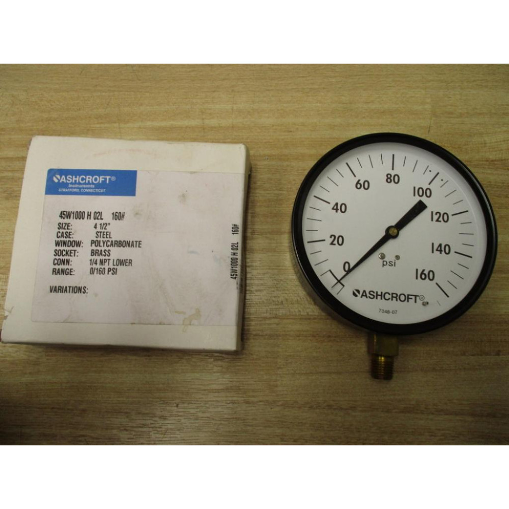 Ashcroft 45W1000 H 02L 160 Pressure Gauge 45W1000 H 02L