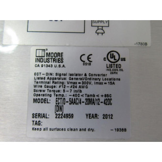 Moore ECT0-5AAC4-20MA12-42DC ECT Signal IsolatorConverter - New No Box