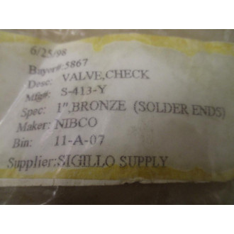 Nibco NJ7400A Check Valve S-413-Y - New No Box