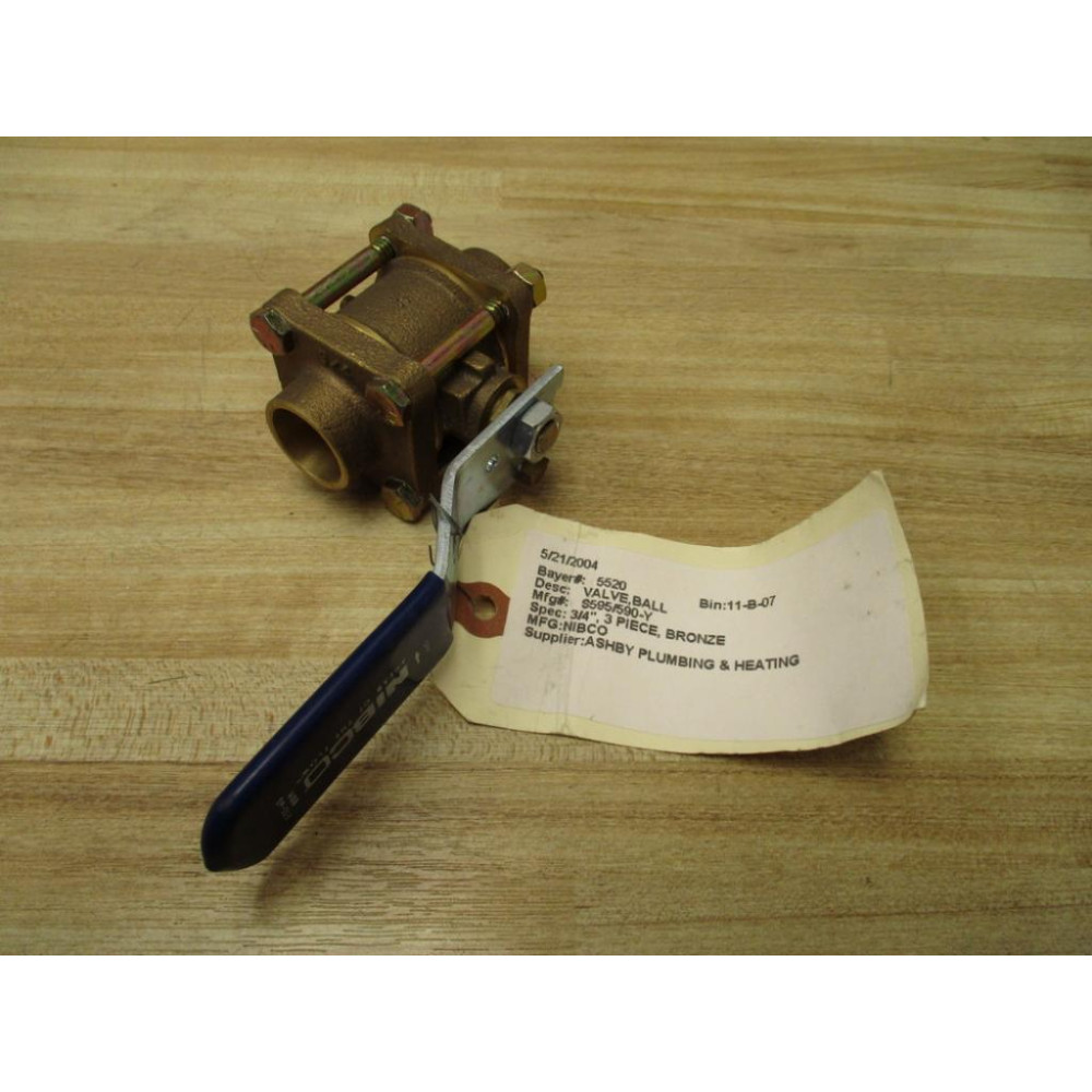 Nibco S595590-Y Ball Valve S595590Y 1" - New No Box Nibco S595590-Y Ball Valve S595590Y 1" - New No Box