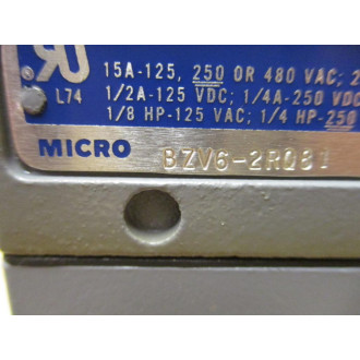 Micro Switch BZV6-2RQ81 Limit Switch BZV62RQ81 WO Base Mount - New No Box