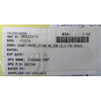 Yokogawa B9573AN Chart Paper