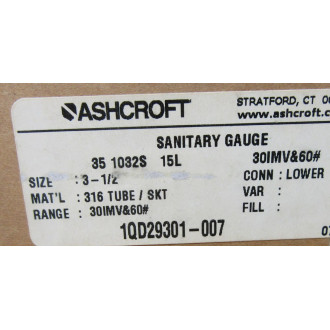 Ashcroft 35-1032S-15L Sanitary Gauge 351032S15L