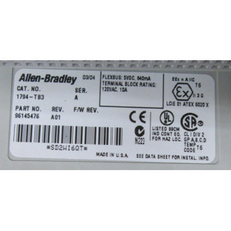 Allen Bradley 1794-TB3 Terminal Base 1794TB3 Ser.A Rev.A01 - New No Box