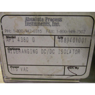 Absolute Process Instruments API 4380 G DC to DC Isolated Transmitter 115 VAC - New No Box