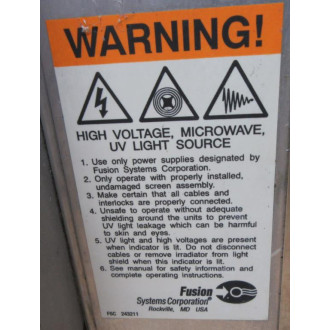 Fusion UV Systems 63400-016 UVMicrowave LampLight I250FW - Used