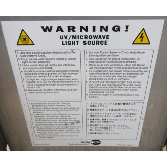 Fusion UV Systems 63400-016 UVMicrowave LampLight I250FW - Used