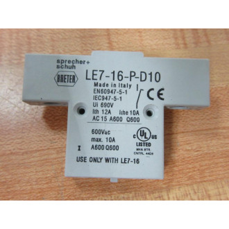 Sprecher + Schuh LE7-16-P-D10 Auxiliary Contact 14.400.123-02