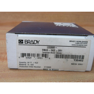 Brady TB03-502-281 Terminal Block Label 32651 30' Roll