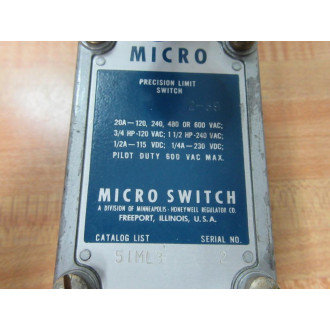 Micro Switch 51ML3 Limit Switch WRoller Lever - New No Box