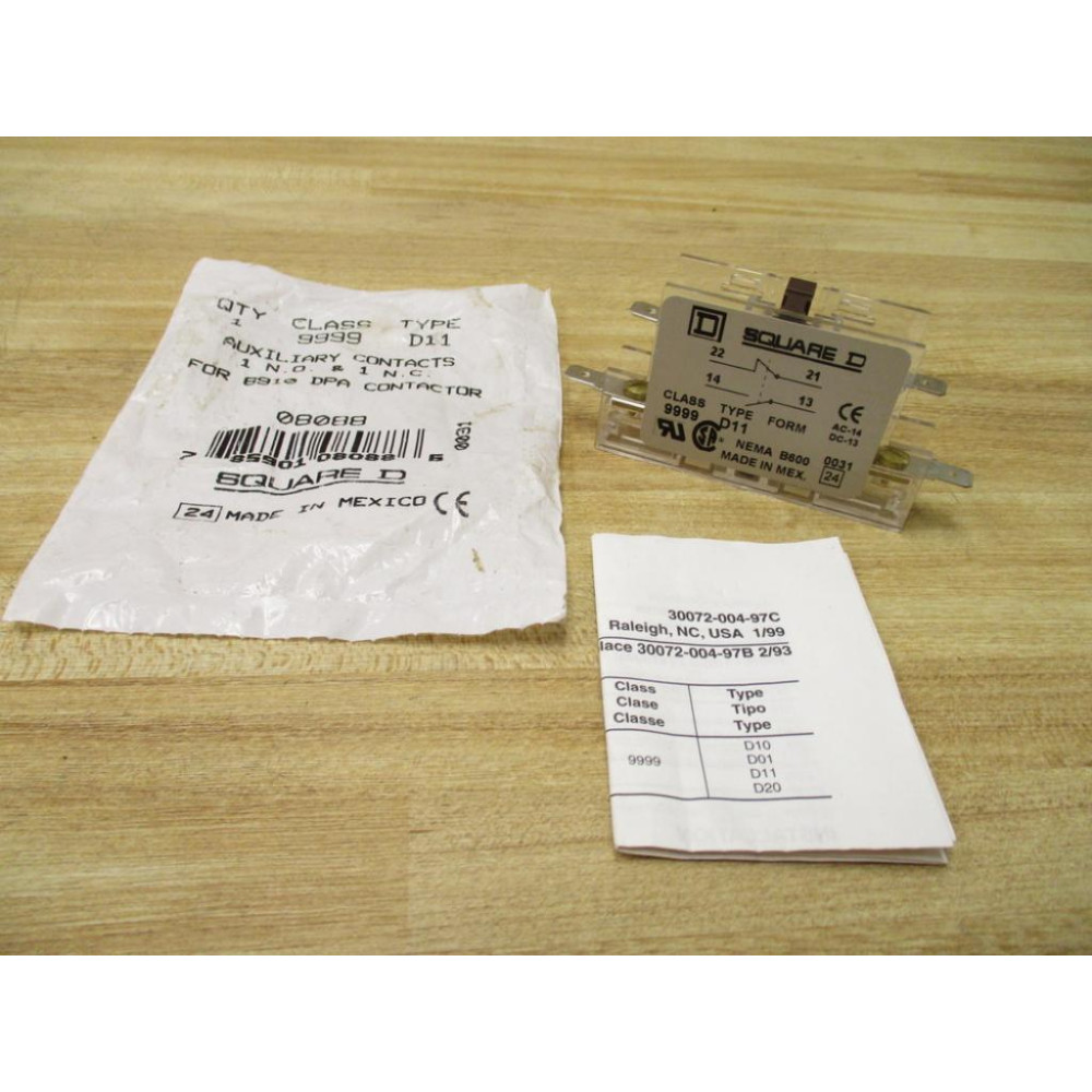 Square D 9999-D11 Auxiliary Contact 08088
