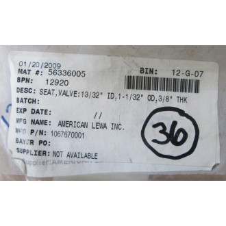 American Lewa 1067670001 Valve Seat - New No Box