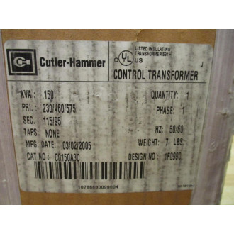 Cutler Hammer C0150A3C Control Transformer