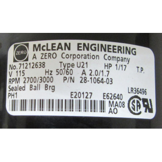 McLean 7121-2638 Motor 71212638 HP 117 27003700 RPM - New No Box
