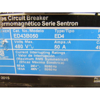ITE ED43B050 Circuit Breaker 50 AMP - Used